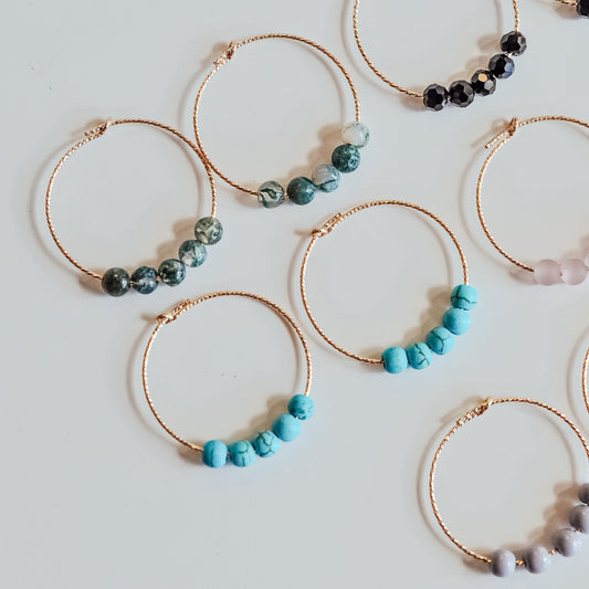 Beaded Sparkle Hoops - Quad Espresso Jewelry
