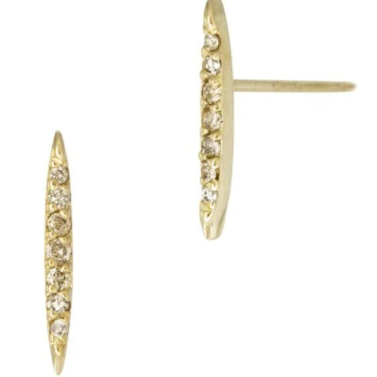 14k Solid Gold Marquise Diamond Bar Studs - Quad Espresso Jewelry