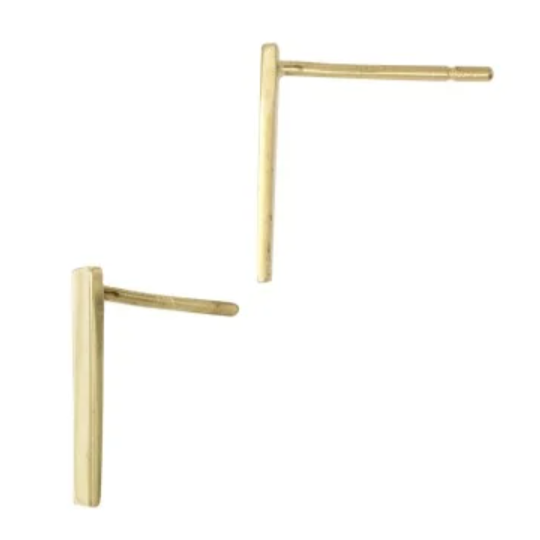 14k Solid Gold Rectangle Bar Stud Earring - Quad Espresso Jewelry