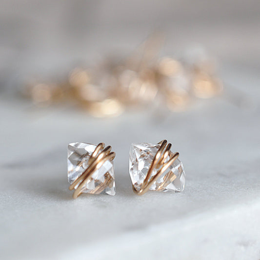 Herkimer Diamond Studs - Quad Espresso Jewelry