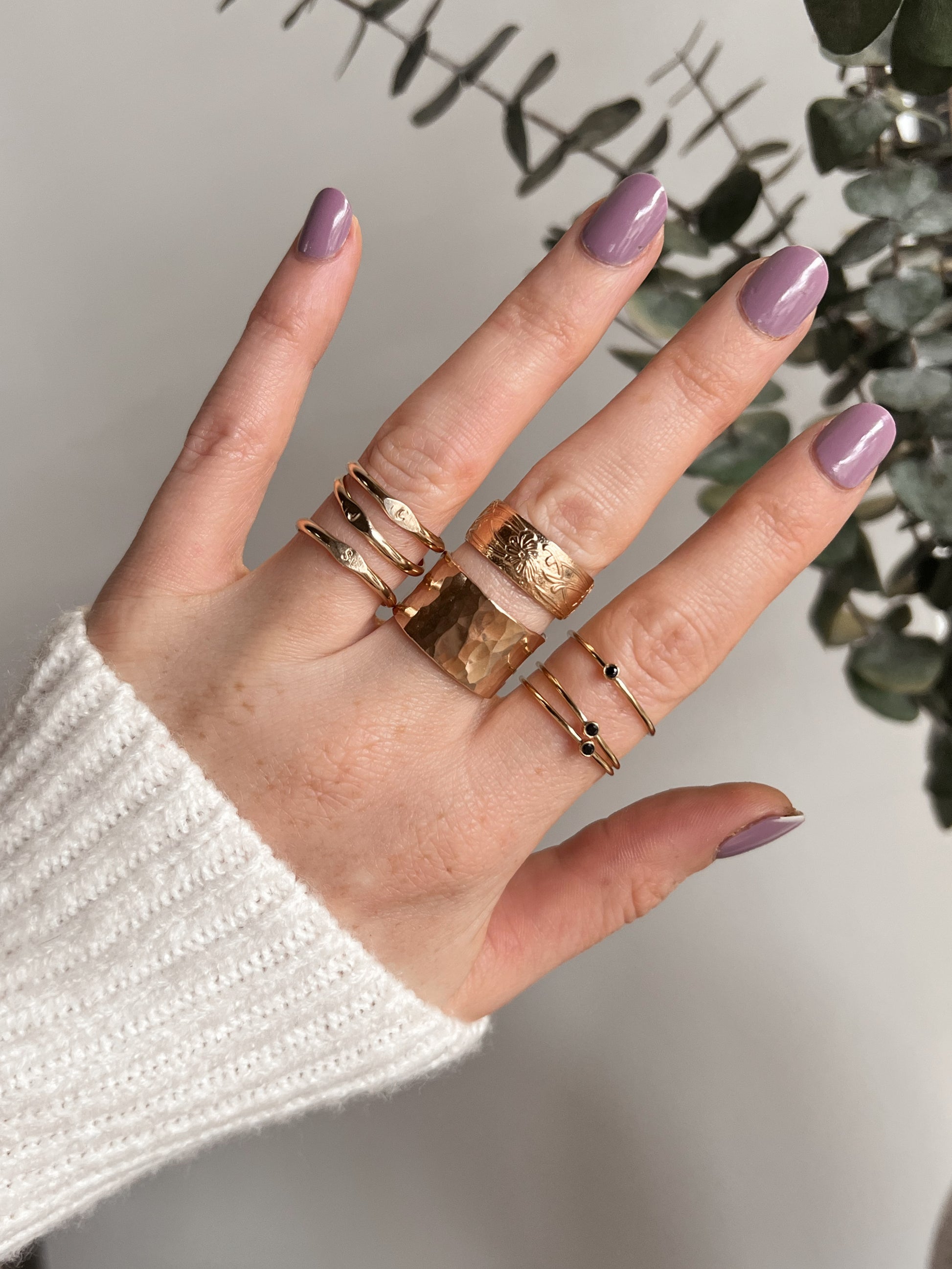 Wide Hammered Band - Quad Espresso Jewelry