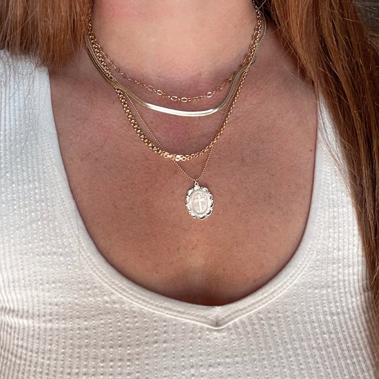 Cross Medallion Charm Necklace - Quad Espresso Jewelry