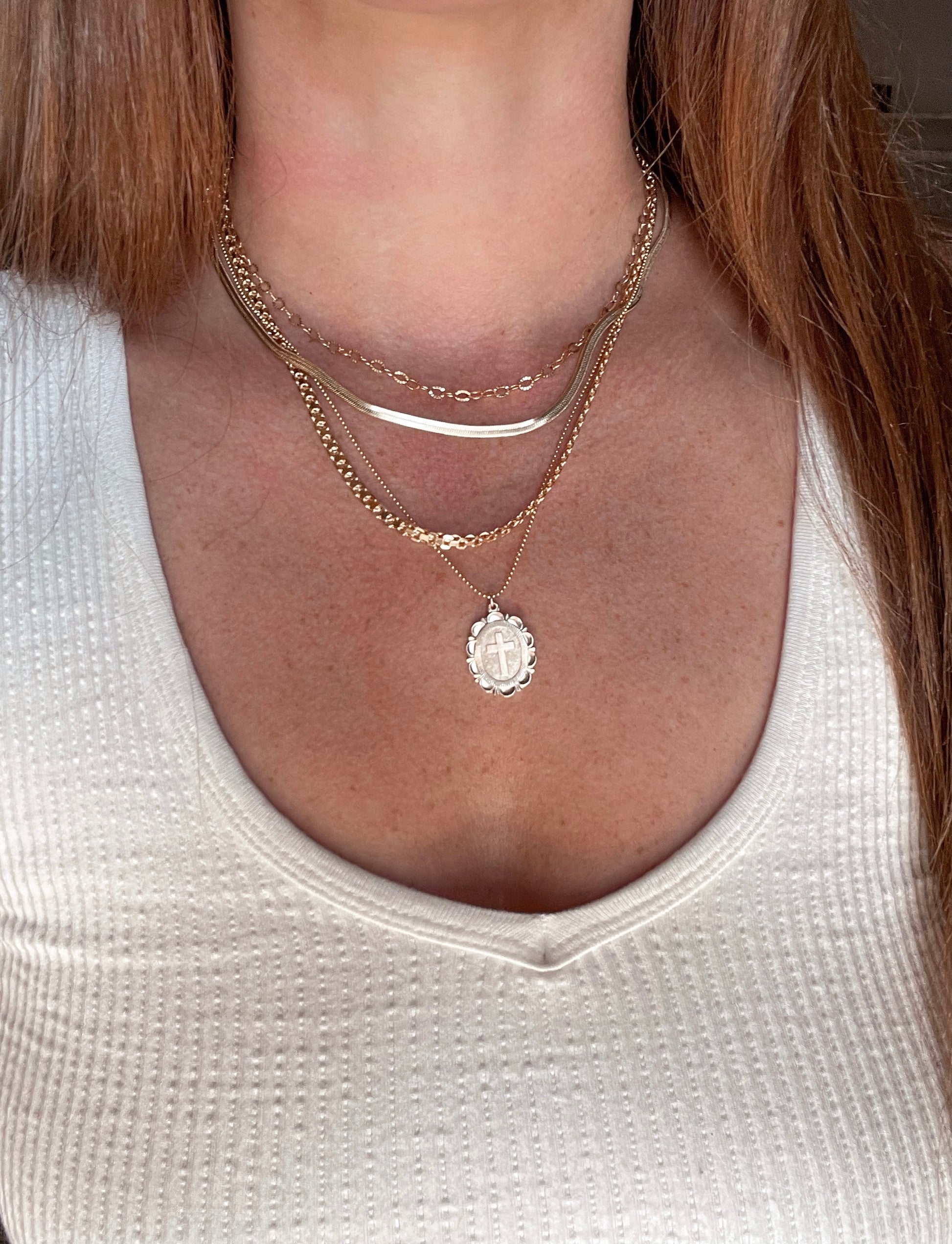 Cross Medallion Charm Necklace - Quad Espresso Jewelry