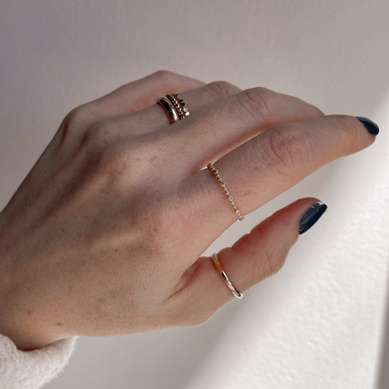 14k Solid Gold Diamond Stackable Ring - Quad Espresso Jewelry