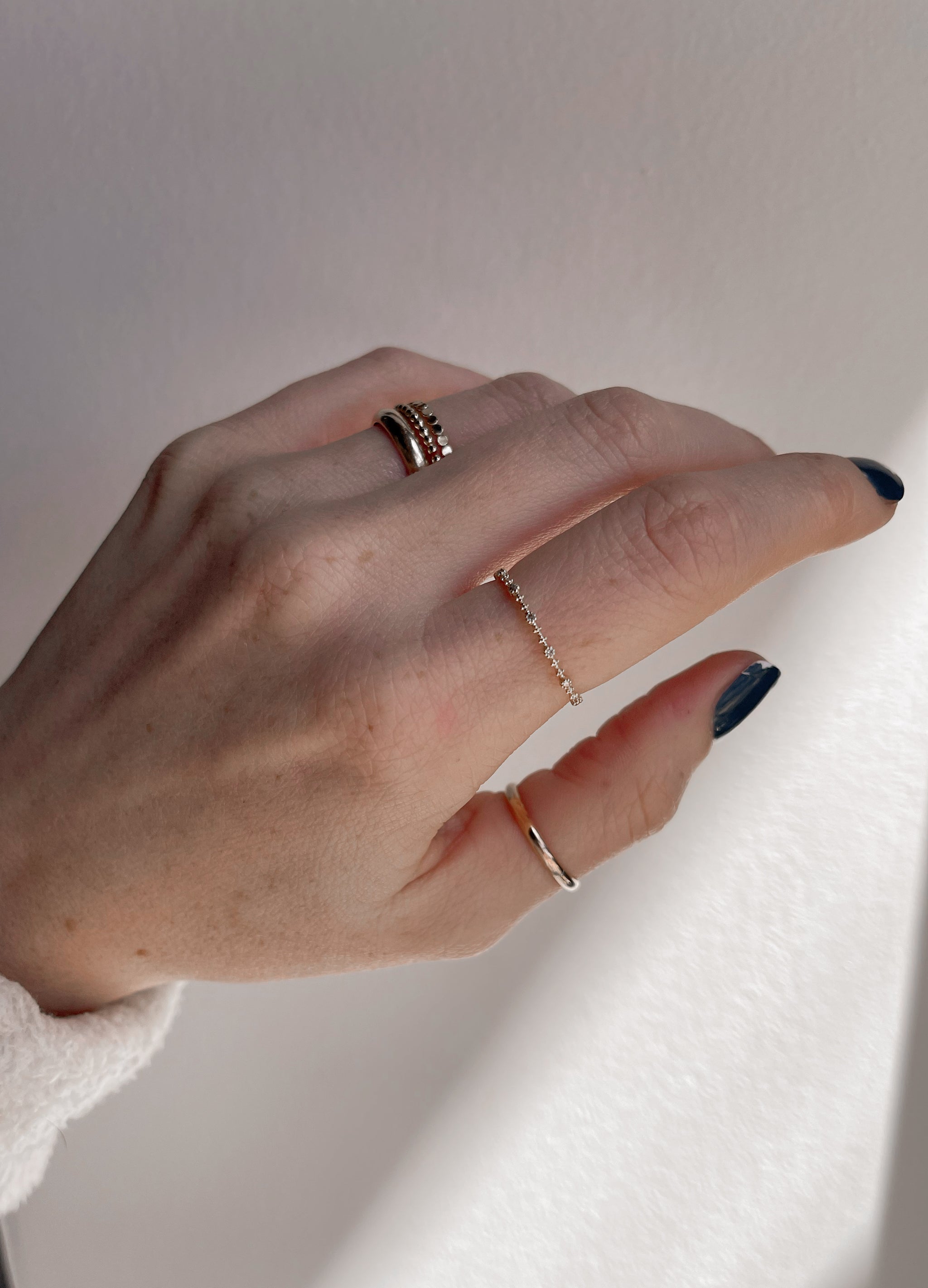 14k Solid Gold Diamond Stackable Ring – Quad Espresso Jewelry