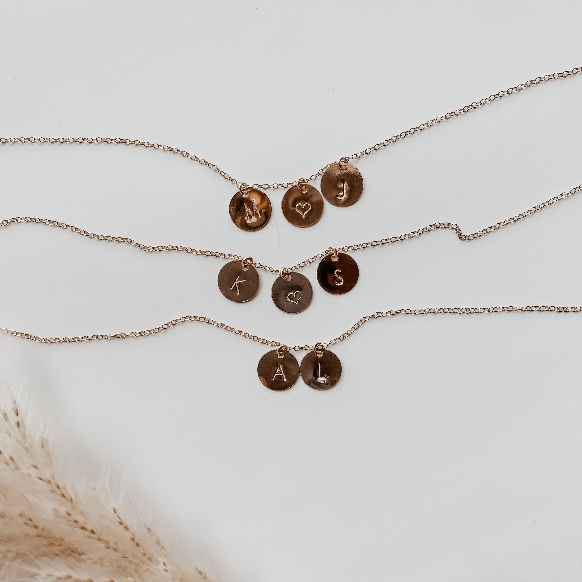 Initial Tiny Disc Necklace - Quad Espresso Jewelry