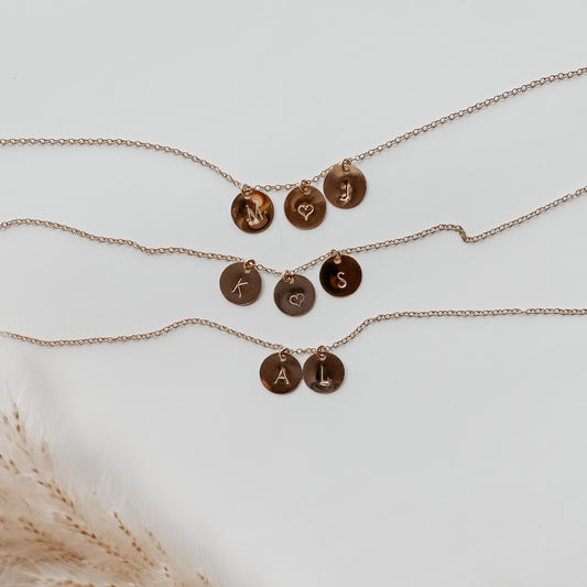 Initial Tiny Disc Necklace - Quad Espresso Jewelry