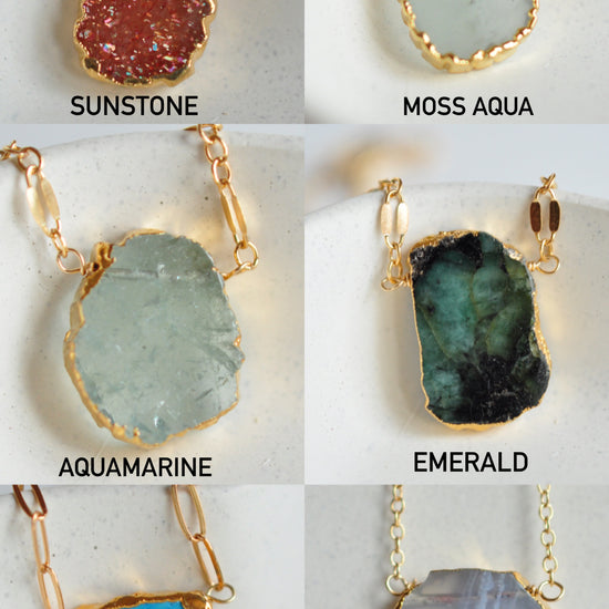Raw Stone Necklace - Quad Espresso Jewelry