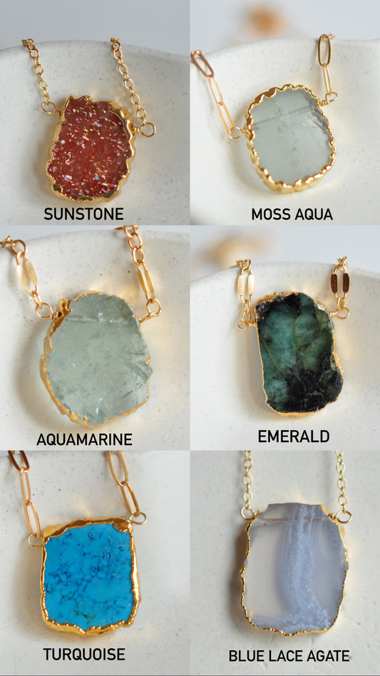 Raw Stone Necklace - Quad Espresso Jewelry