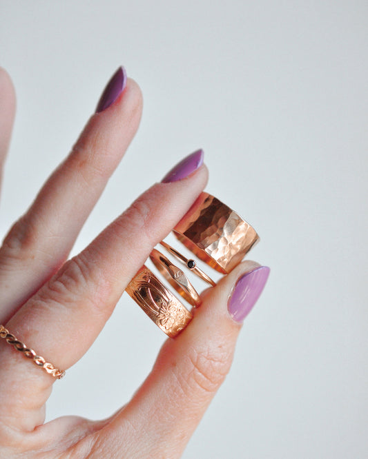 Wide Hammered Band - Quad Espresso Jewelry