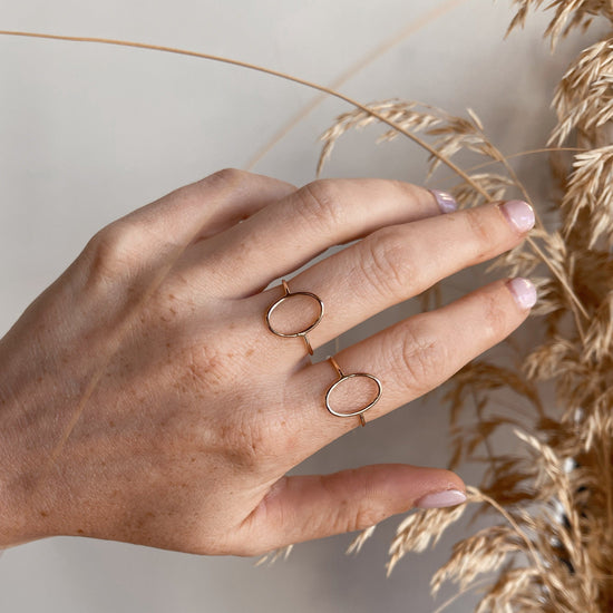 Oval & Birthstones Stack - Quad Espresso Jewelry