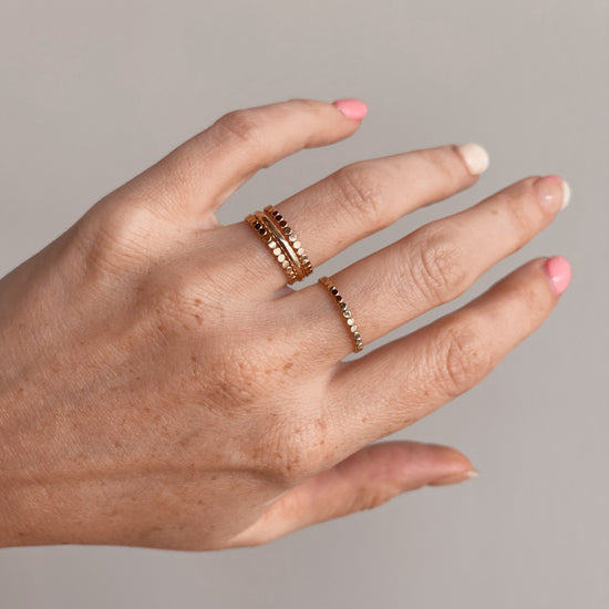 Flat Beaded Ring - Quad Espresso Jewelry