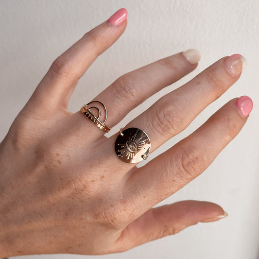 Evil Eye Disc Ring - Quad Espresso Jewelry