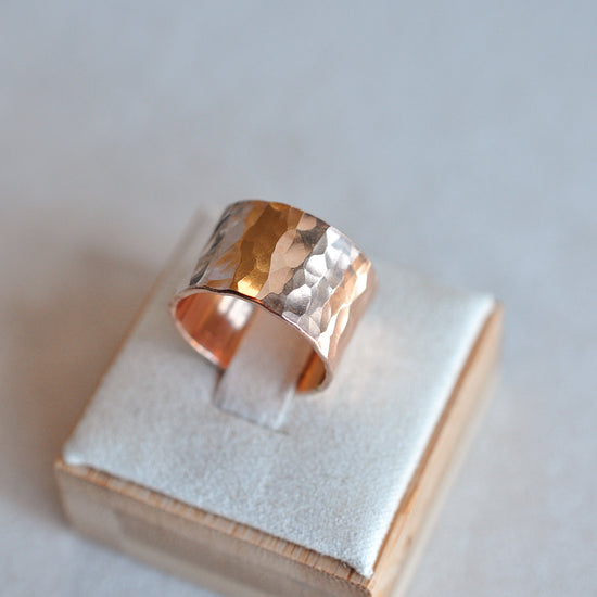 Wide Hammered Band - Quad Espresso Jewelry