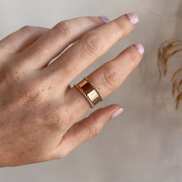 Cigar Band + Beaded Rings Stack - Quad Espresso Jewelry