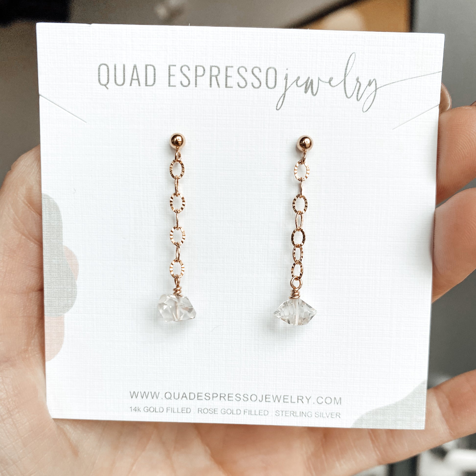 Herkimer Diamond Sunburst Swings - Quad Espresso Jewelry