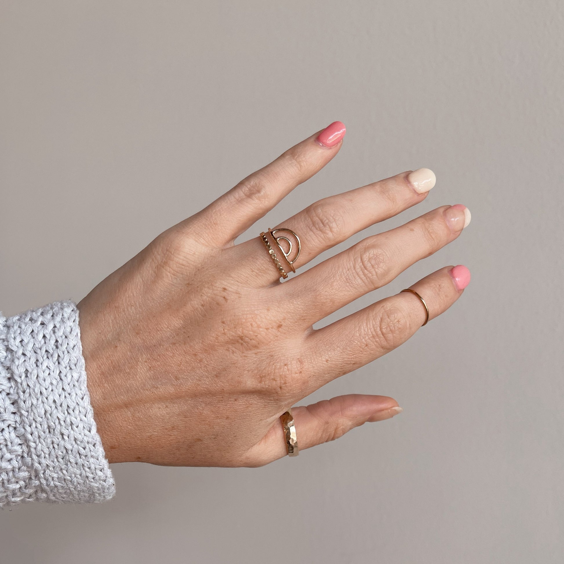 Flat Beaded Ring - Quad Espresso Jewelry