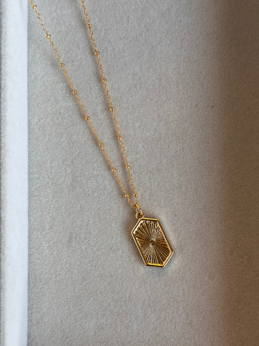 Hexagon Sunburst Charm Necklace