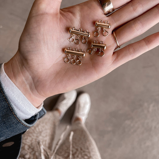 Gold Filled Layering Clasp - Quad Espresso Jewelry