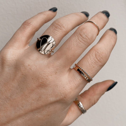 Statement Heart Disc Ring - Quad Espresso Jewelry