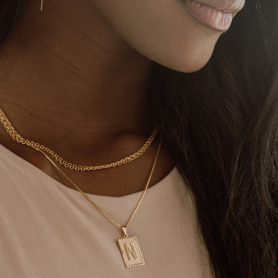 Initial Pendant Necklace - Quad Espresso Jewelry