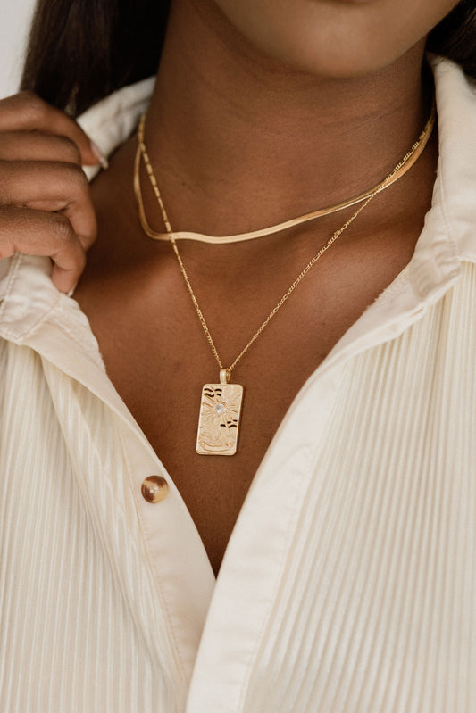 Sun Tarot Charm Necklace - Quad Espresso Jewelry