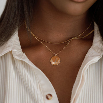 Sapphire Moon Charm Necklace - Quad Espresso Jewelry