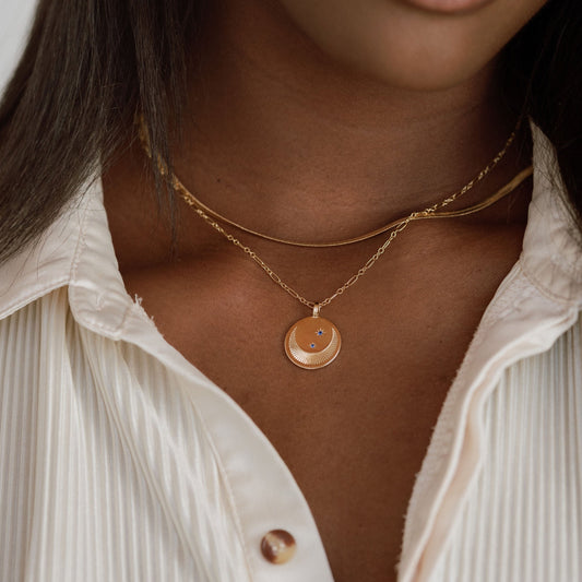 Sapphire Moon Charm Necklace - Quad Espresso Jewelry