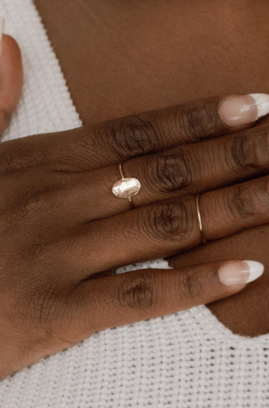 Hammered Oval Ring
